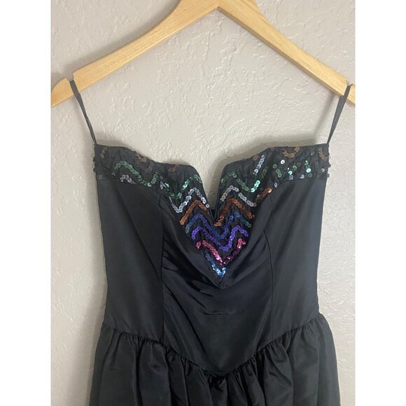 Vintage Jessica McClintock Gunne Sax Black Embellished Cocktail Dress - 7/8 - Picture 2 of 12